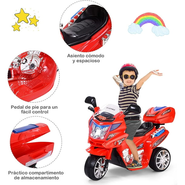 Motocicleta eléctrica de 12 V con batería para niños pequeños, juguetes de  paseo para niños con ruedas de entrenamiento de 2 velocidades, música y