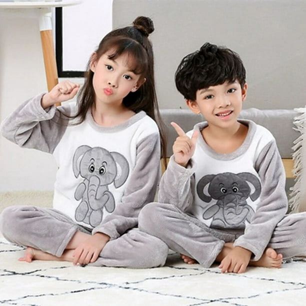Conjuntos de pijamas cálidos para niños y niñas, ropa de dormir de franela  gruesa de 3 a 14 años, co El Mercado de Encantos