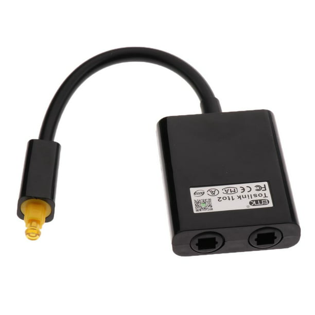 Cable de audio óptico digital, conectores auxiliares de doble puerto  Toslink Adaptador de divisor de audio óptico digital Cable de audio 1 en 2