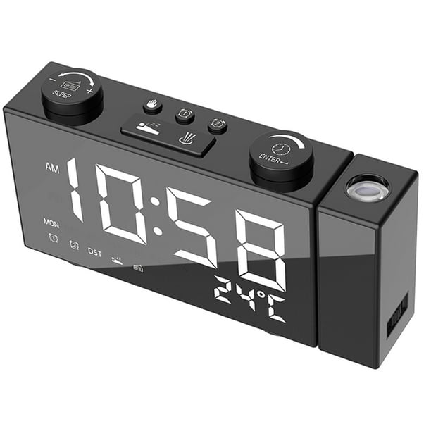 Temporizador Reloj despertador de radio digital con proyección FM de 6  pulgadas 4 Ajuste de brillo 3 Irfora Temporizador