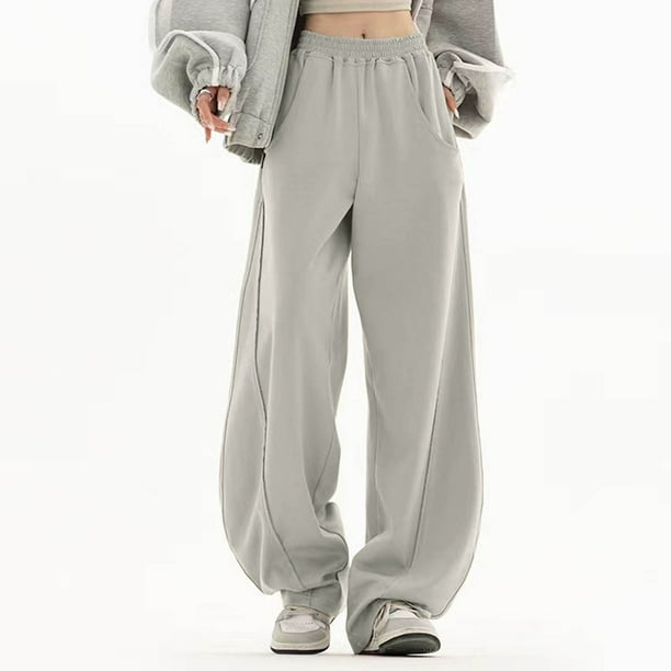 Gibobby Pantalones térmicos de mujer para el frío Pantalones deportivos  rectos sueltos para mujer Pantalones de baile de pierna ancha(Plata de  plata,CH)