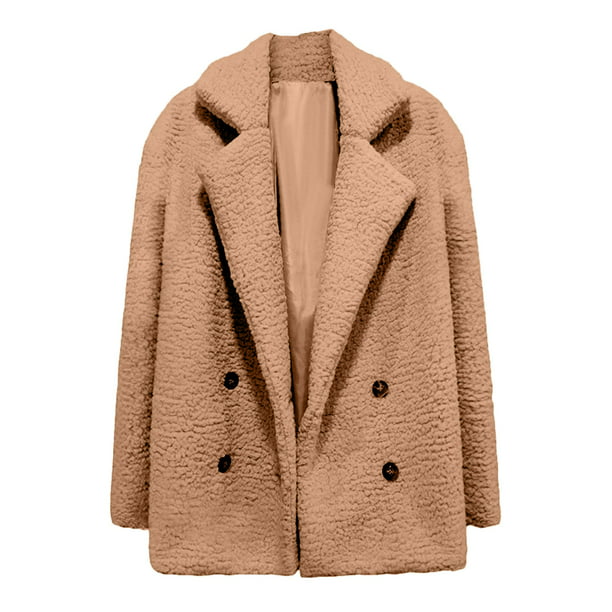Chaqueta cálida para mujer, abrigo de invierno sólido con cuello  encapuchado, ropa de abrigo de lana de cordero Fridja po327
