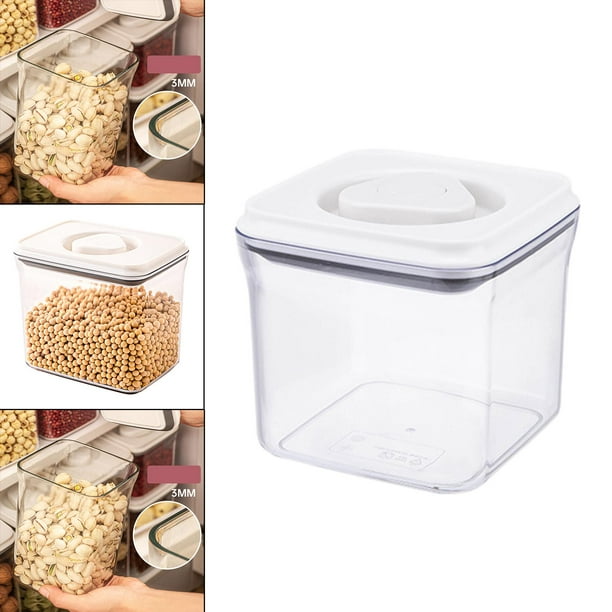 Contenedores de almacenamiento de alimentos sellados con tapas herméticas,  plástico transparente y c Soledad Contenedor de almacenamiento de cereales