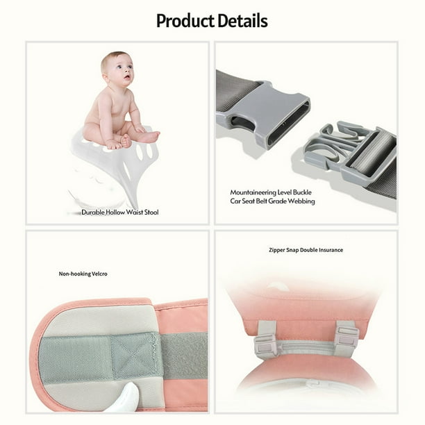 Portabebés ergonómico con asiento de cadera, posiciones de 360°, suave y  transpirable, para todas las estaciones, para recién nacidos y niños
