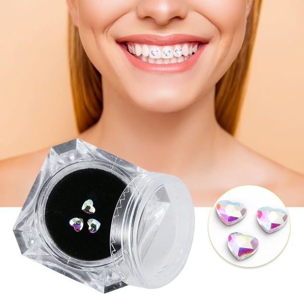  Juego de 61 piezas de gemas de dientes para bricolaje, joyas  dentales, gemas de dientes reflectantes para dientes de diamantes, adornos  de dientes de cristal artificial, joya con palos aplicadores, 