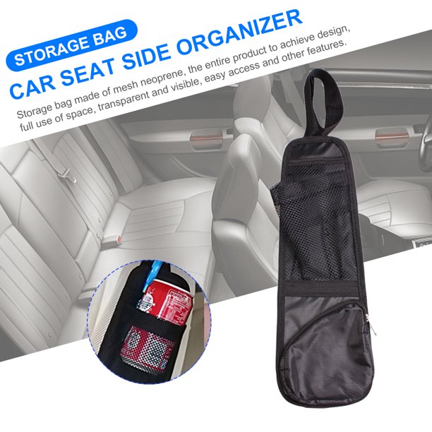 Organizador de red de asiento de coche, organizador lateral del asiento,  bolsa colgante de almacenamiento de asiento de automóvil, soporte de  bebidas