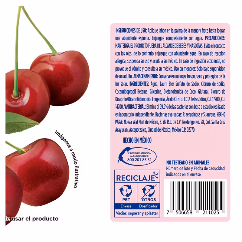 thumbnail image 2 of Jabón Líquido Equate cereza 1200ml, 2 of 4