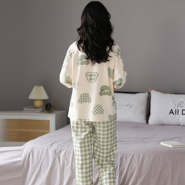 Pijama de algodón fino de manga larga a prueba de golpes de