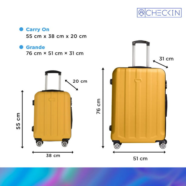 Check In - Set 2 Maletas de Viaje, Capacidad de 10 kg y 25 kg amarillo  Check. In .