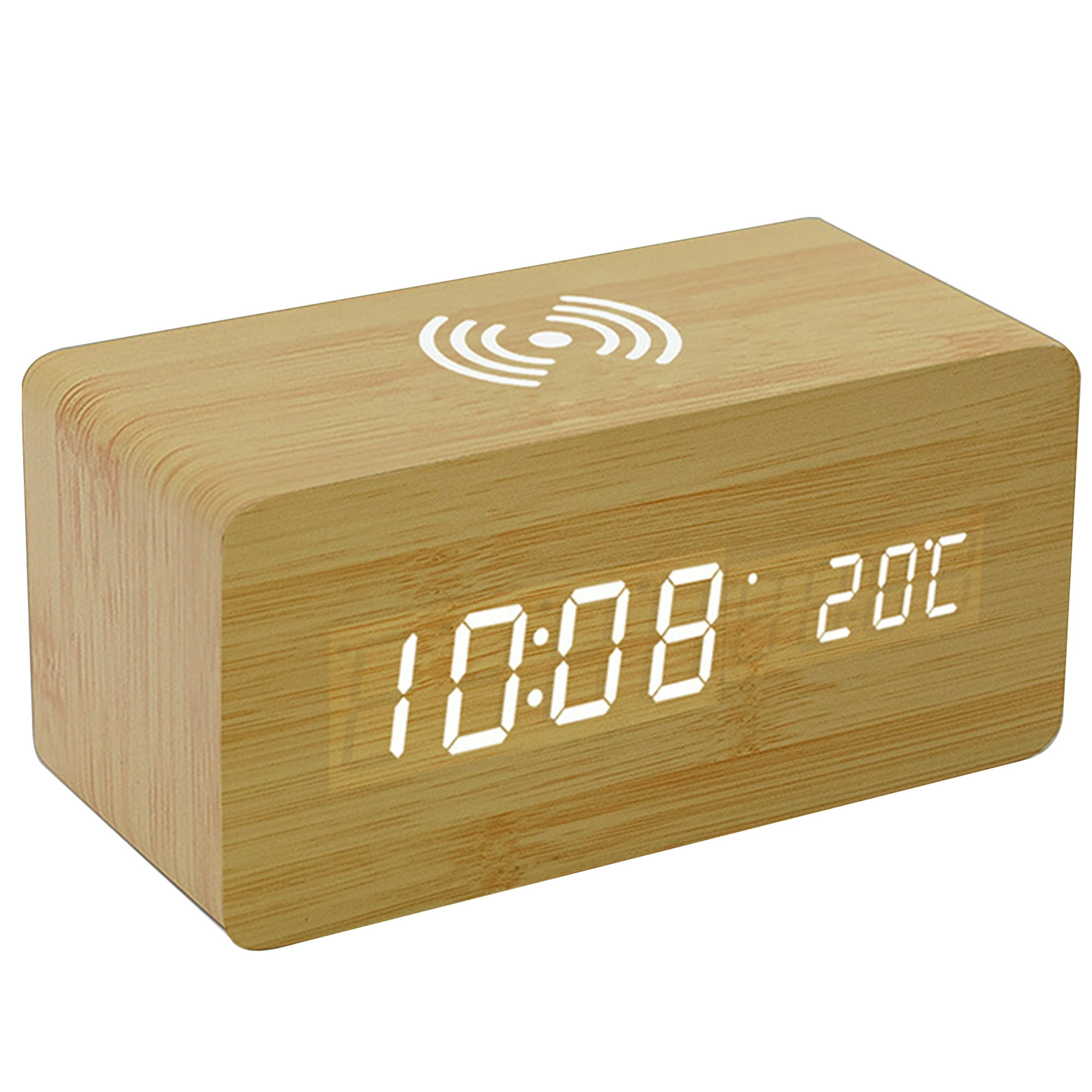  JALL Reloj despertador digital de madera con carga