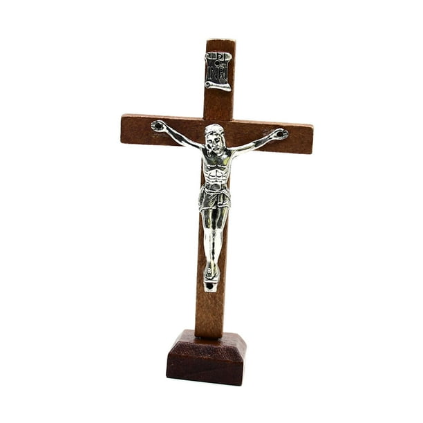 Cruz de pared de crucifijo, cruz católica de madera colgante de Jesucristo  para decoración de pared, 10 pulgadas