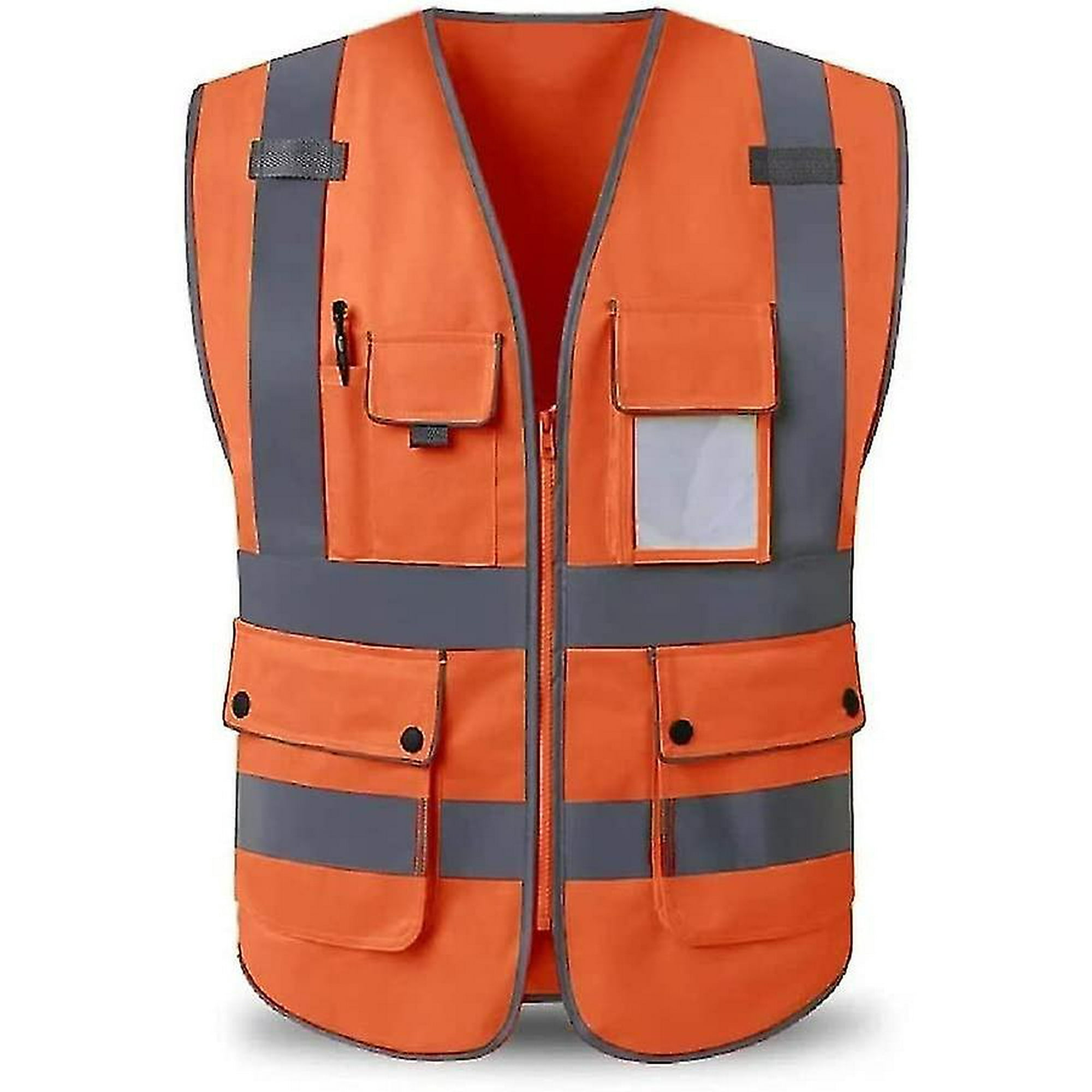 BeautyWill Chaleco de seguridad, paquete de 10 chalecos reflectantes de  alta visibilidad clase 2 con 5 bolsillos, chaleco de construcción, normas