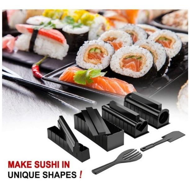 Juego de 11 piezas (negro) Kit para hacer sushi, máquina para hacer sushi  completa con cuchillo de sushi premium y manual de usuario, juego de sushi  DIY Rollos de sushi Juego de