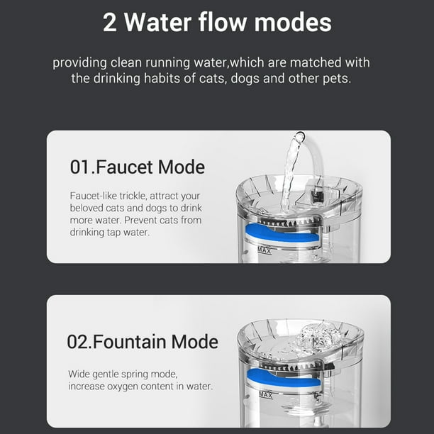 Fuente de agua para gatos, dispensador de agua para perros, automático  supersilencioso de 2 l yeacher