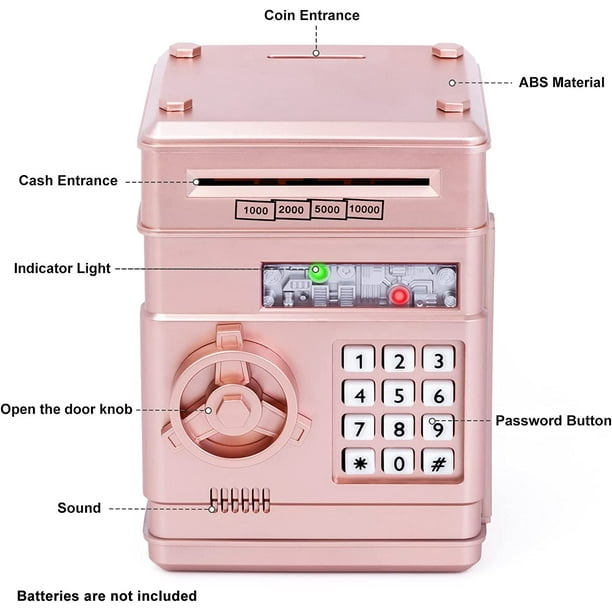 Hucha electrónica para niños, hucha segura con código, caja de dinero para  niños, cajero automático, JM