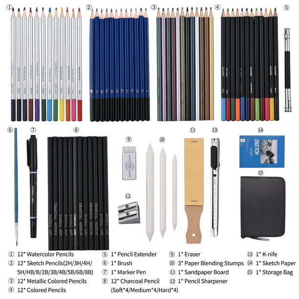 Kit de 71 piezas para dibujo y arte, lápices de colores para
