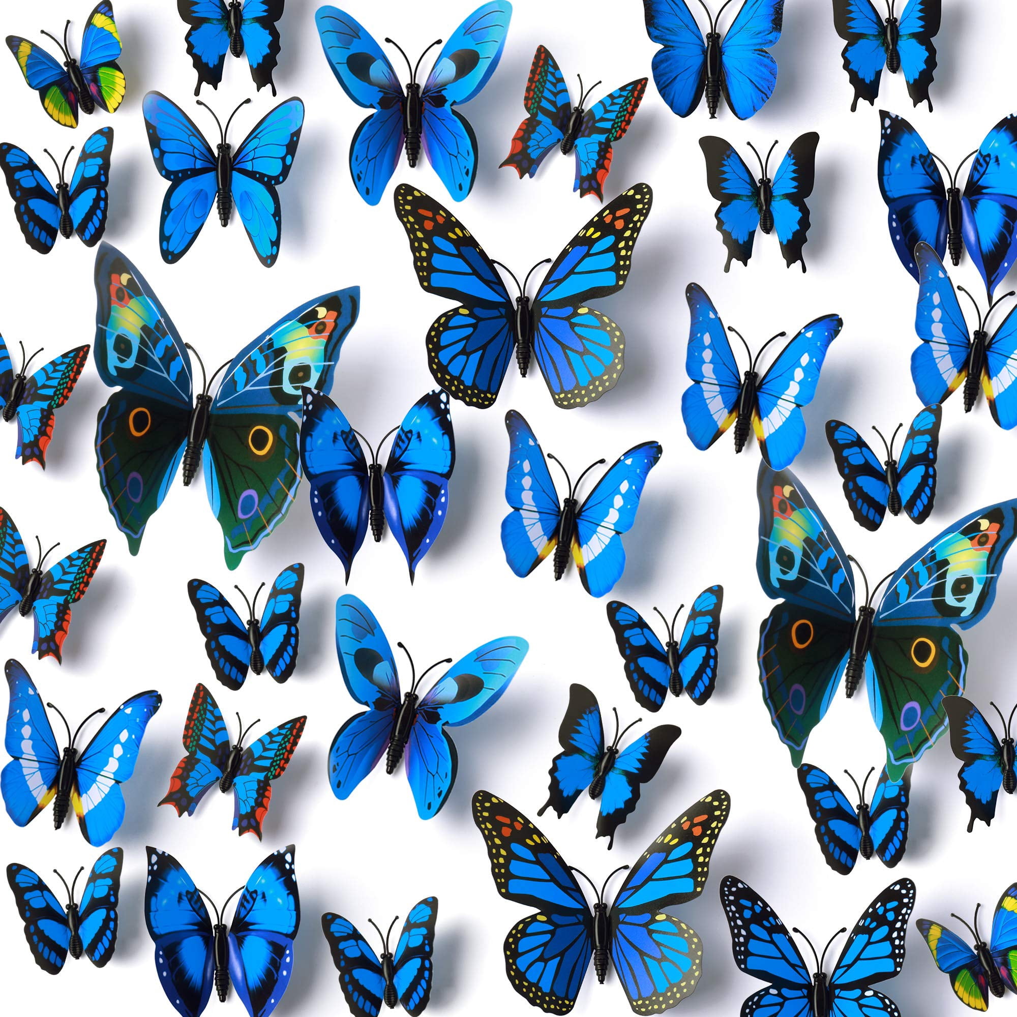 12 pegatinas extraíbles 3D de mariposa azul para hacer calcomanías de pared,  bricolaje, mariposas, decoración del hogar para habitación de niños y  niñas, dormitorio, sala de estar (azul) oso de fresa Hogar