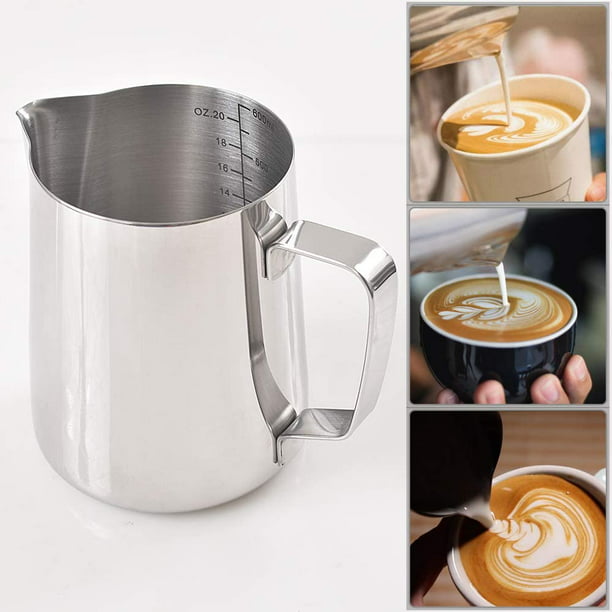 Jarra de espuma de leche de 12 onzas, jarra de vapor espresso de 12 onzas,  accesorios para máquina de espresso, taza espumadora de leche de 12 onzas