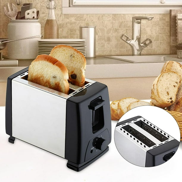 Tostador de pan,Horno tostador de pan de acero inoxidable para hornear  cocinar,Tostador de pan de calentamiento rápido automático de 2  rebanadas,máquina de desayuno de acero mayimx Tostador de pan