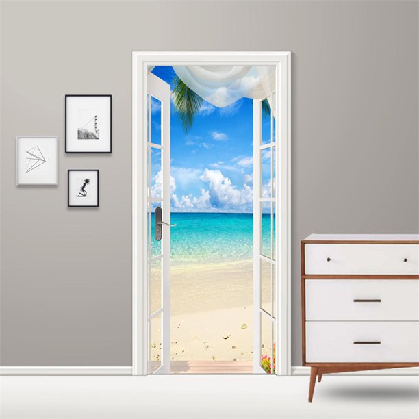 2x papel tapiz para puerta, pósteres de DIY, Mural extraíble autoadhesivo  impermeable para baño, , dormitorios, , decoración estilo D Sunnimix Papel  pintado de la puerta