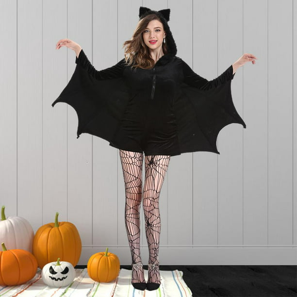 Disfraz de Cosplay para mujer, uniformes de murciélago y vampiro, capa de  fiesta, , traje, escenario METRO Zulema Disfraz De Murciélago De Halloween