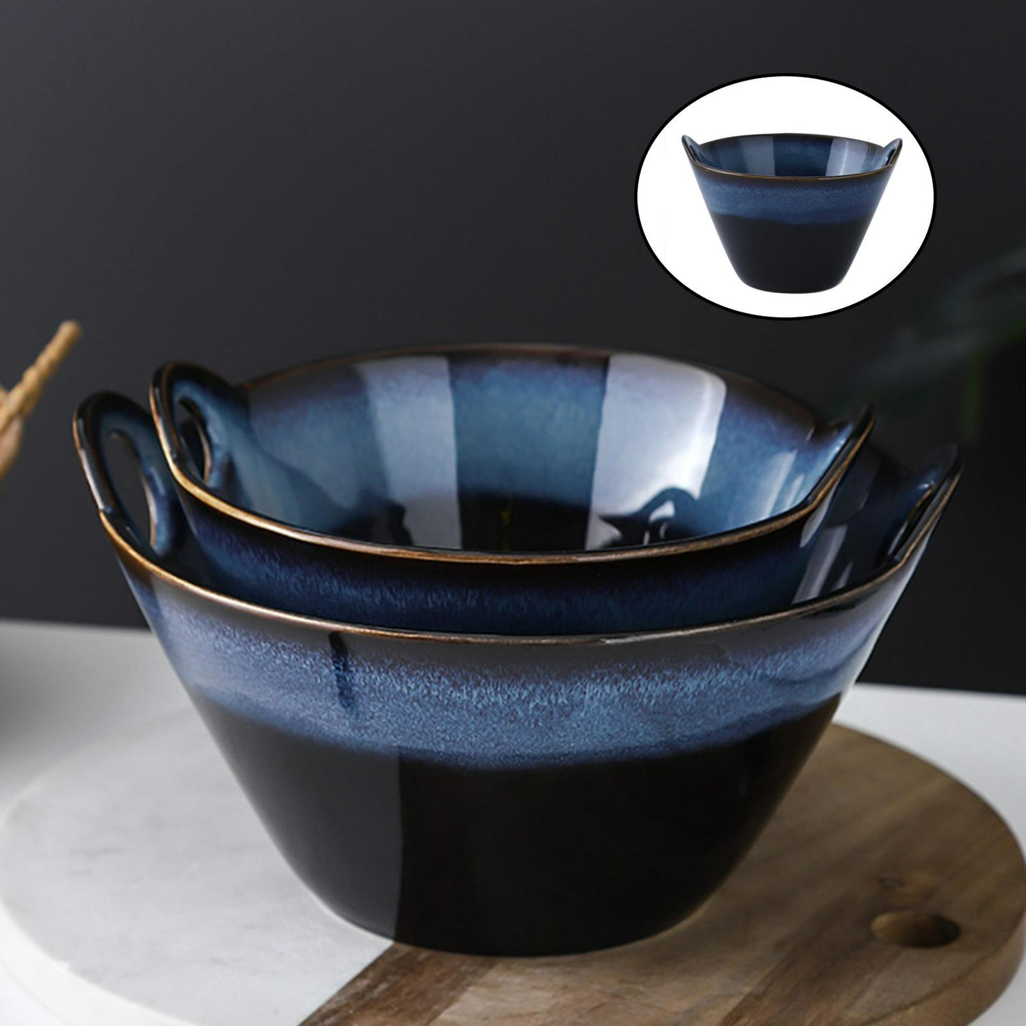 Cuenco de ramen moteado azul con palillos, vajilla de cocina, cuencos  hechos a mano, plato de cerámica azul -  México