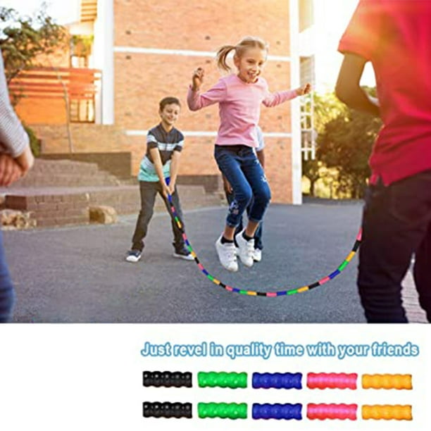 Cuerda para saltar larga (paquete de 2), cuerda para saltar con cuentas  blandas para niños, adultos, cuerda para saltar segmentada de plástico  Adepaton Ligas y bandas