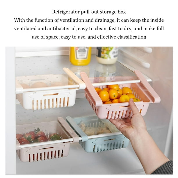 Injueey Organizador de refrigerador Cajón de nevera retráctil Estante de  cesta de verduras y huevos Bandeja de comida de capa fresca Gadgets Type4  NO4
