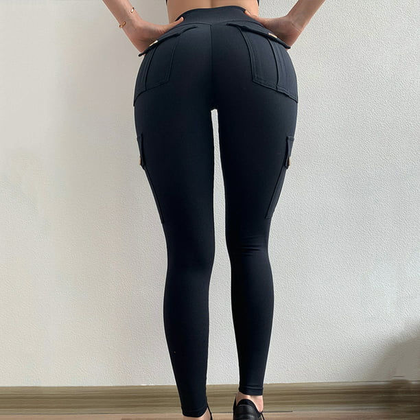 Multi Pockets Stretchy Yoga Fitness Pants Women's Tight-fitting Sexy Sports  Pants High-waist Quick-drying Running Hip Trousers 
