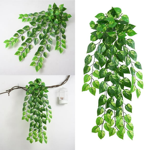 Tbestmax Paquete de 48 plantas artificiales de hojas de hiedra de 315 pies,  hojas de vid verde, guirnalda colgante de vegetación, flores de follaje
