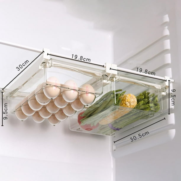 Organizador de cajones de nevera extraíble con estante Caja de  almacenamiento para huevo, fruta, verduras, plástico, transparente,  alimentos frescos
