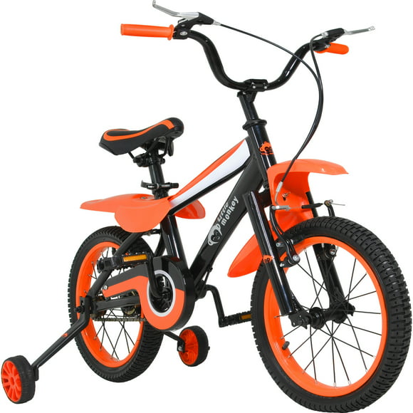 bicicleta infantil naranja niño little monkey r16 llantas entrenadoras