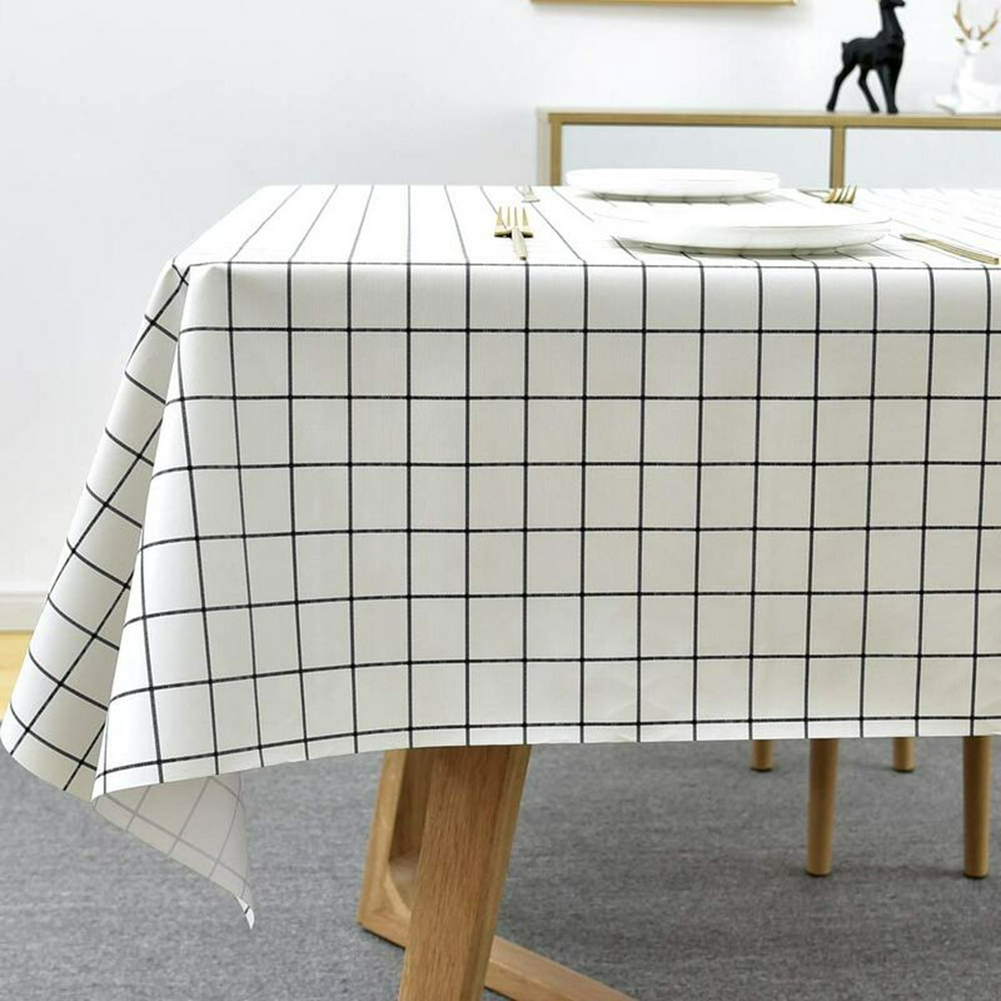 PLASTICPRO Mantel desechable de 3 capas de papel y plástico absorbente,  impermeable, mantel blanco para mesas rectangulares para mesas  rectangulares