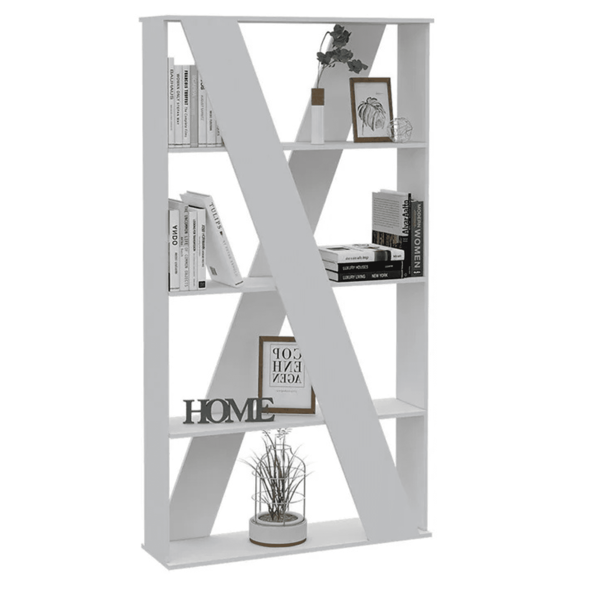 Biblioteca librero organizador vertical para sala u oficina 186 cm color blanco | excelsior berlin