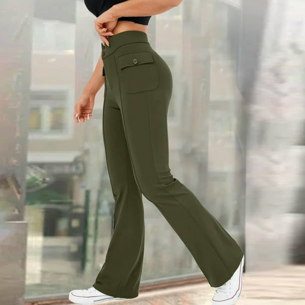 Pantalones casuales con botones y bolsillo lateral con cintura