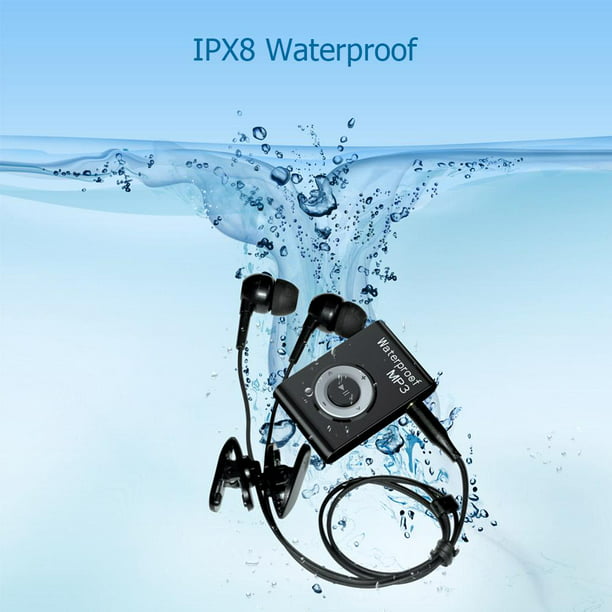 Reproductor MP3 impermeable para natación, IPX8 8 GB subacuático MP3  reproductor de música para natación, correr, deportes acuáticos (negro)