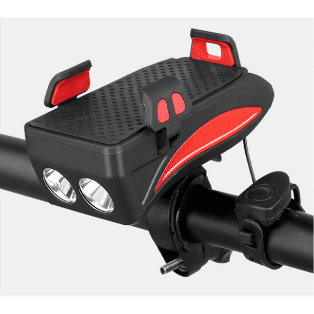 LYDQ Fahrradlicht-Handyhalterung, 4-in-1 Fahrrad-Handyhalterung,  LED-Fahrradscheinwerfer, USB-Ladegerät mit Hupe, wasserdicht für 4-6,3 Zoll  Smartphone Zhivalor OTTO-HJW-0203