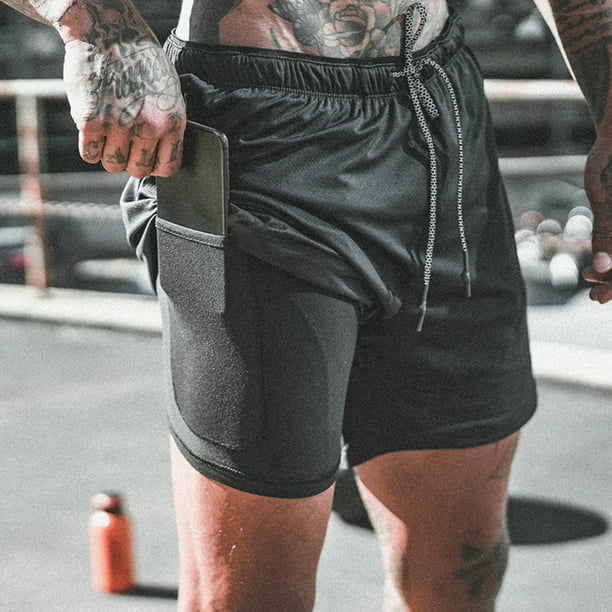 Pantalones cortos deportivos grises para hombre entrenamiento culturismo  correr entrenamiento fitness pantalones de gimnasio