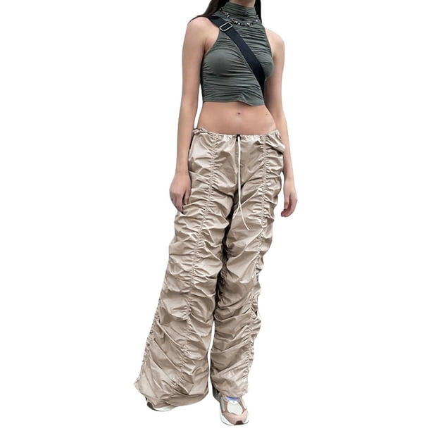 Pantalones anchos informales de estilo callejero para mujer