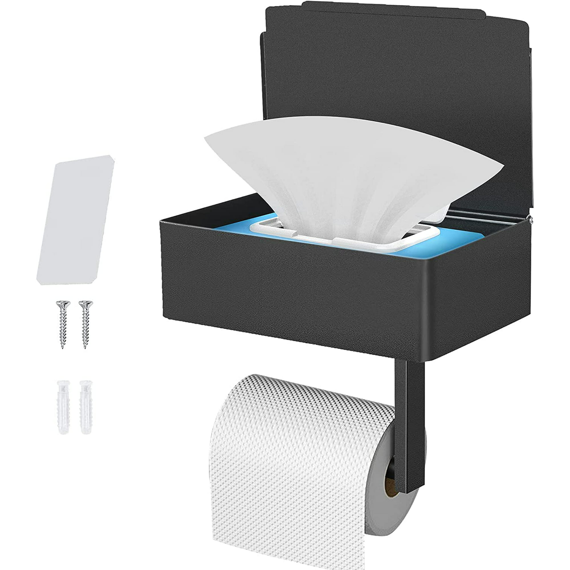 Portarrollos Papel Higiénico Adhesivo Soporte Papel Higienico con Cajas de  Almacenamiento para Baño Cocina Dormitorio Negro