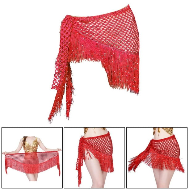 Danza del vientre para mujer Bufanda de cadera Trajes Ropa rojo Colcomx  Pañuelo de danza del vientre