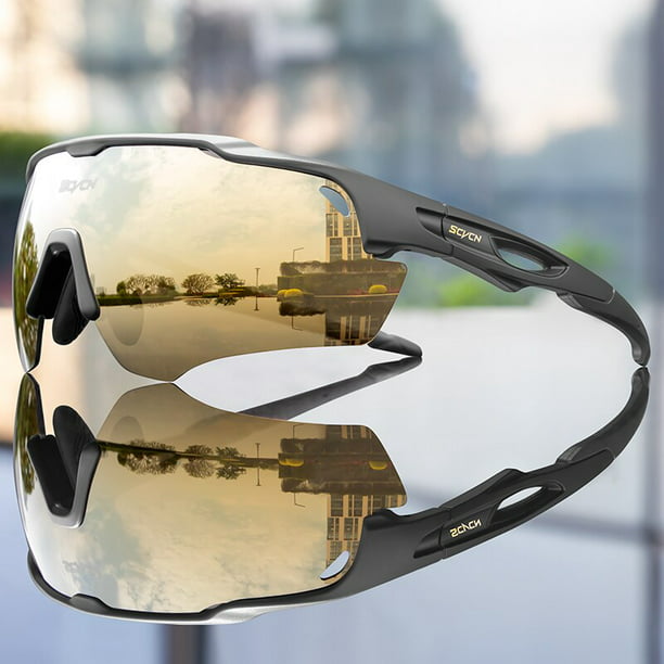 SCICON Gafas de sol de ciclismo fotocromáticas de 1 lente, hombres y  mujeres, deportes al aire libre, gafas de bicicleta UV400