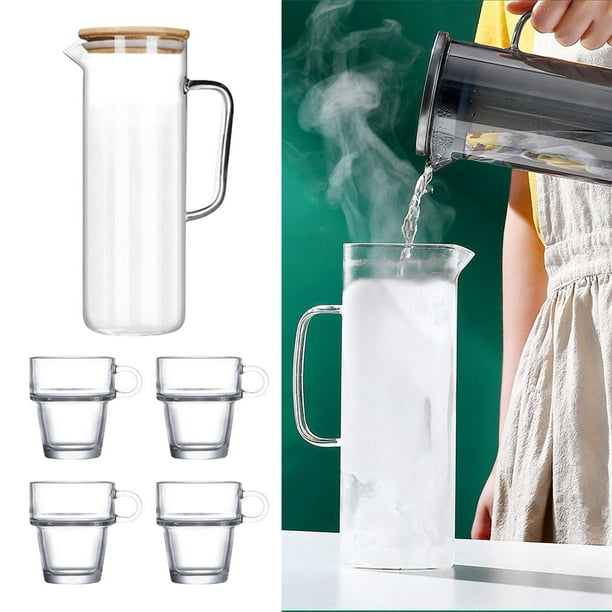 Juego de jarras de vidrio de 3 piezas, jarras de 1 litro para fiesta,  jarras de 10 pulgadas de alto, botellas de agua o leche