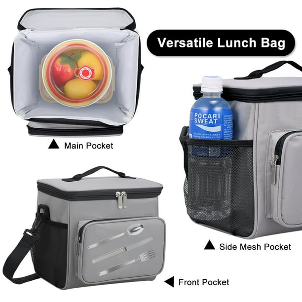 Bolsa térmica reutilizable aislada con bolsillos Bolsa de aislamiento para  viajes de trabajo Gris Zulema Bolso de almuerzo