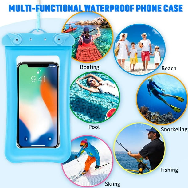 Funda impermeable universal mejorada, 2 bolsas impermeables para teléfono  móvil compatibles con teléfonos de 6,5 pulgadas (negro y azul)