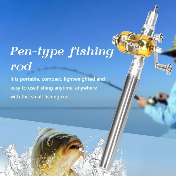 Comprar Mini caña de pescar telescópica de bolsillo portátil, caña de pescar  plegable con forma de bolígrafo y rueda de carrete