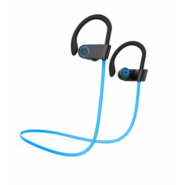 Auriculares inalámbricos Bluetooth azules, auriculares deportivos,  auriculares estéreo impermeables JM