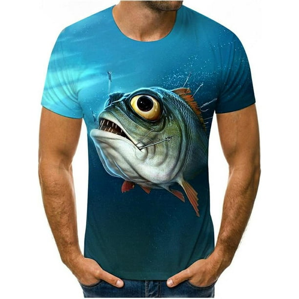 Playeras Hombre 3D Fish T Shirt Hombres Animal Camisetas Casual