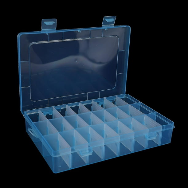 Paquete de 3 cajas organizadoras de plástico transparente de 24 rejillas,  contenedor de almacenamiento con divisor ajustable, organizadores de
