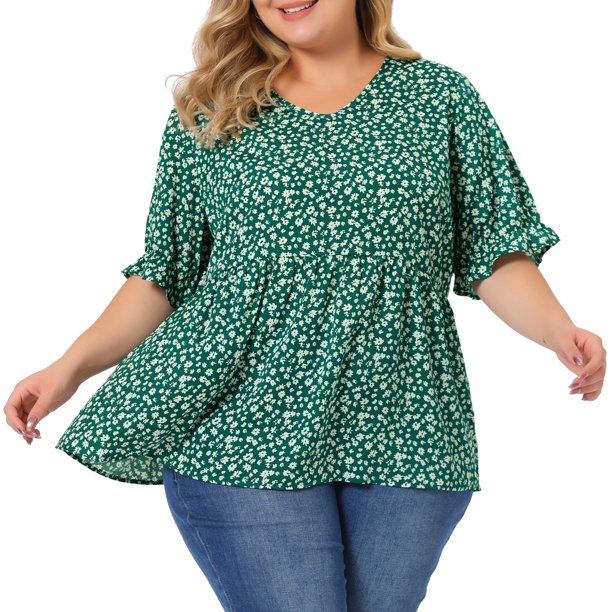 Blusas de talla grande para mujer con estampado floral ligeras